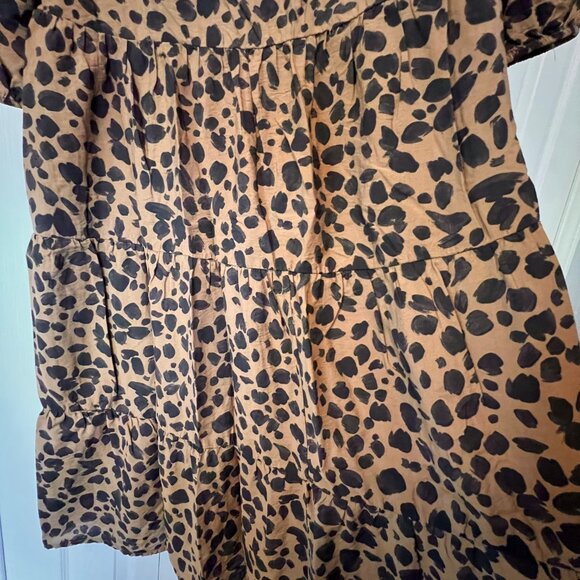 Women's Plus Ava & Viv Leopard Print Midi Tiered Dress 1X - Picture 5 of 9